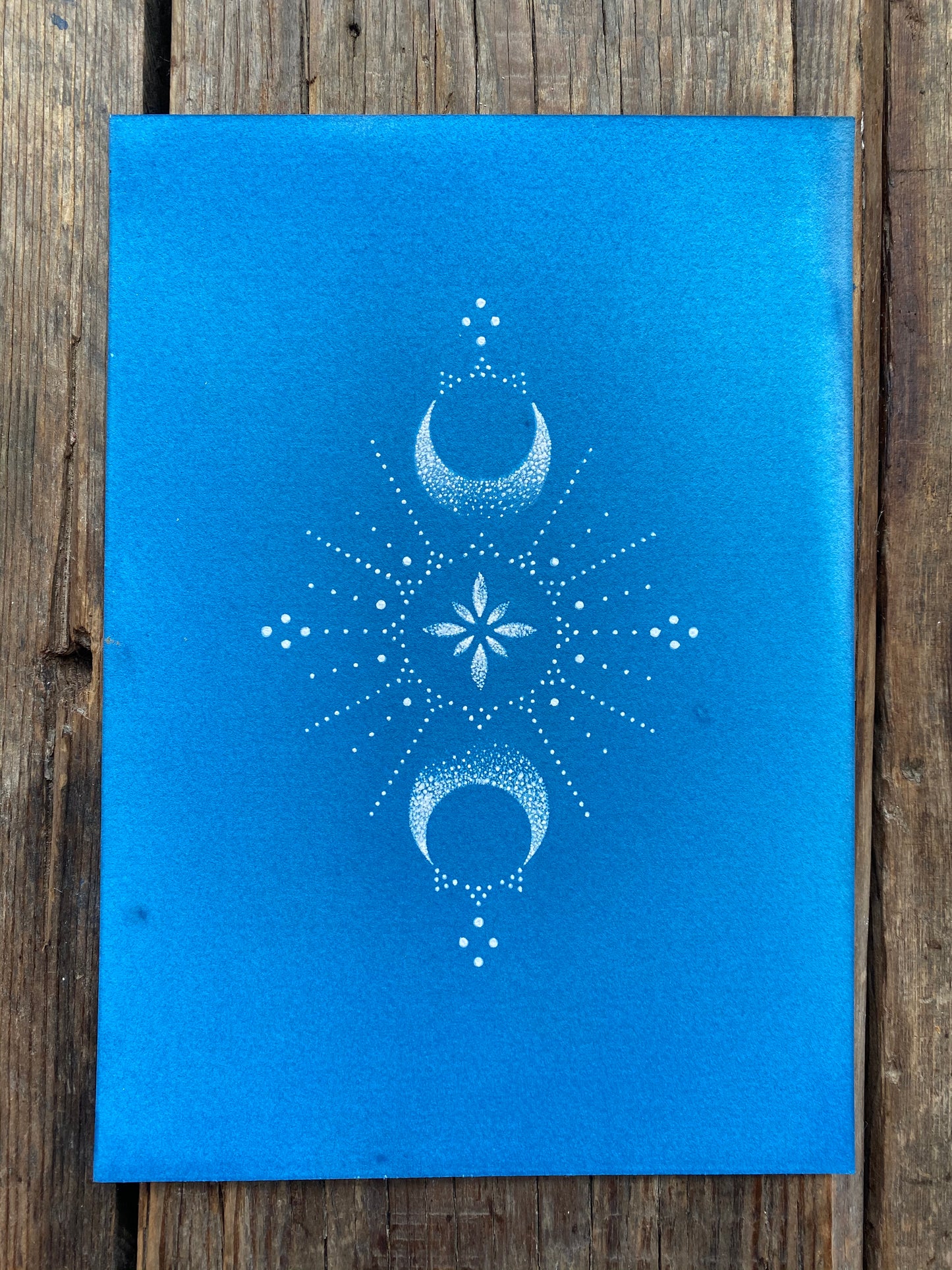 ‘Goddess’ painting on cyanotype