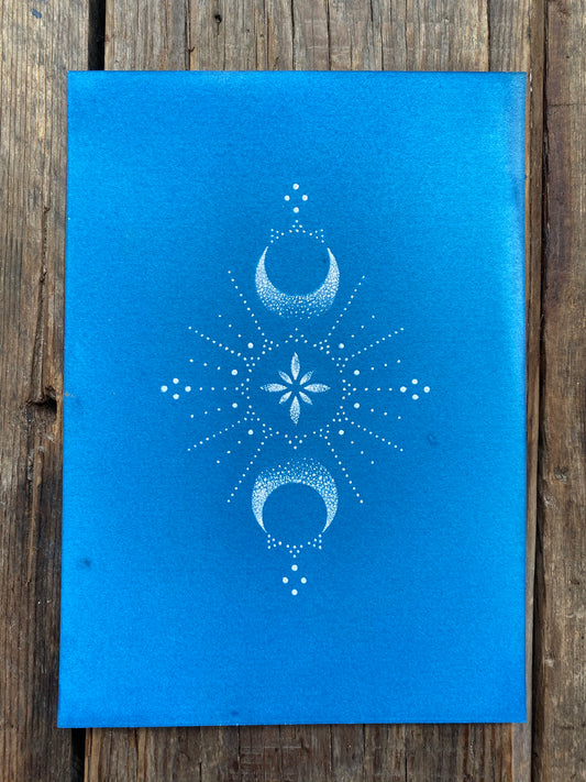 ‘Goddess’ painting on cyanotype