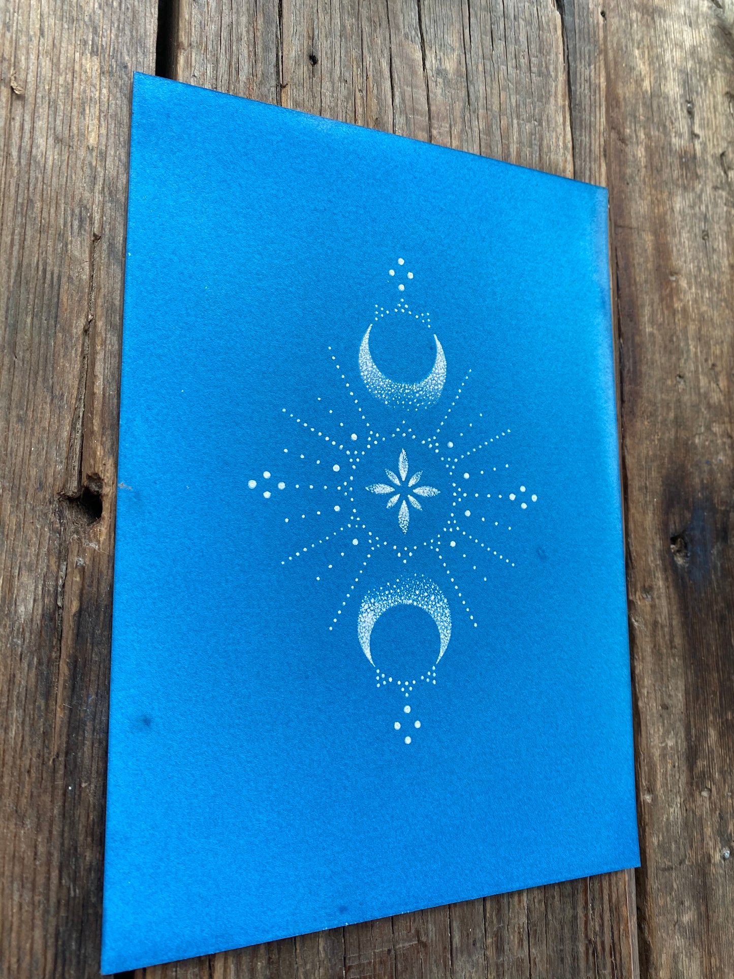 ‘Goddess’ painting on cyanotype