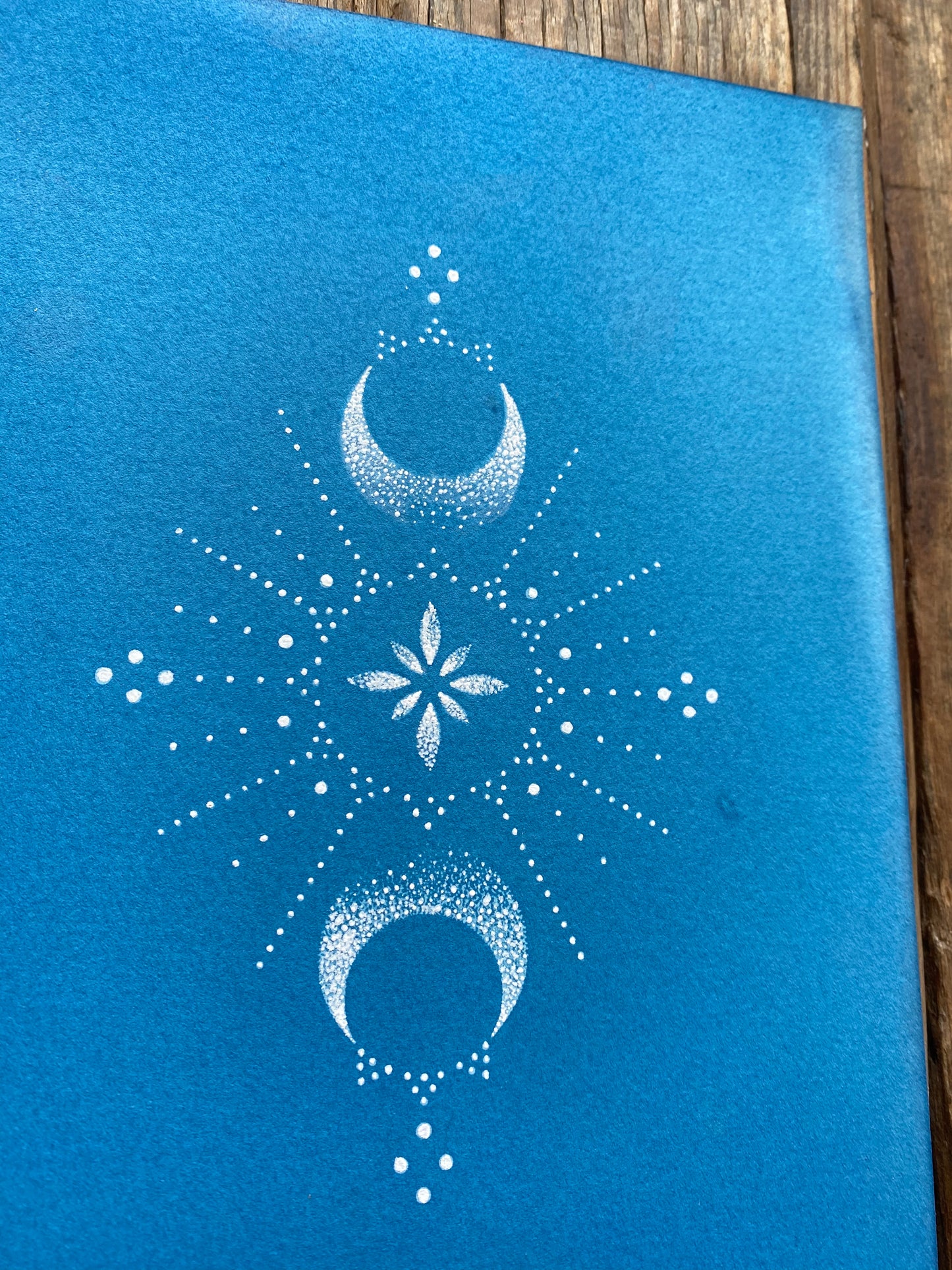 ‘Goddess’ painting on cyanotype